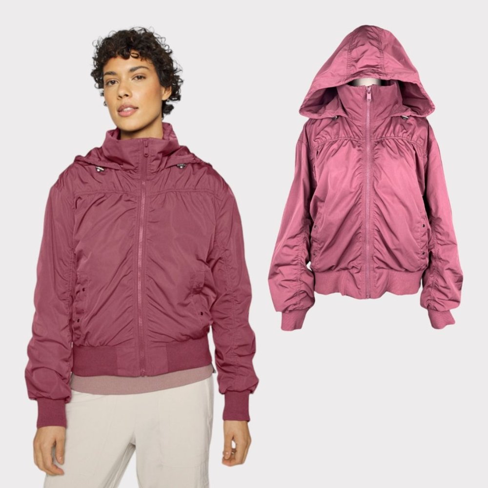 Athleta Women's Point Reyes Bomber II Jacket Tawny Rose Coat Windbreaker Size L